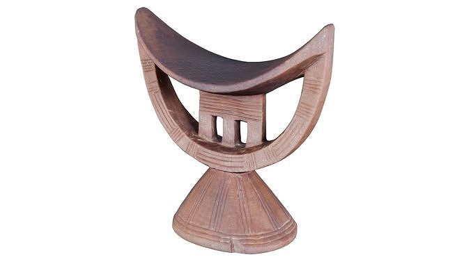 Headrest Africa Wood Furniture Prop 20 Low-poly 3D model