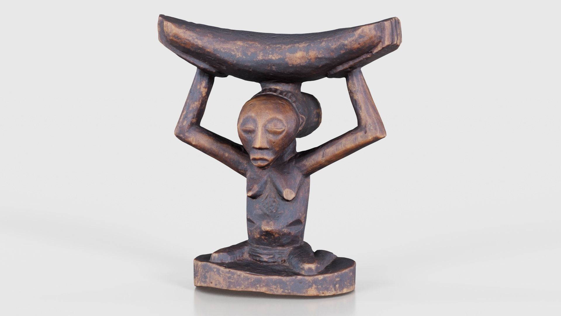 Headrest Africa Wood Furniture Prop 21 Low-poly 3D model_16