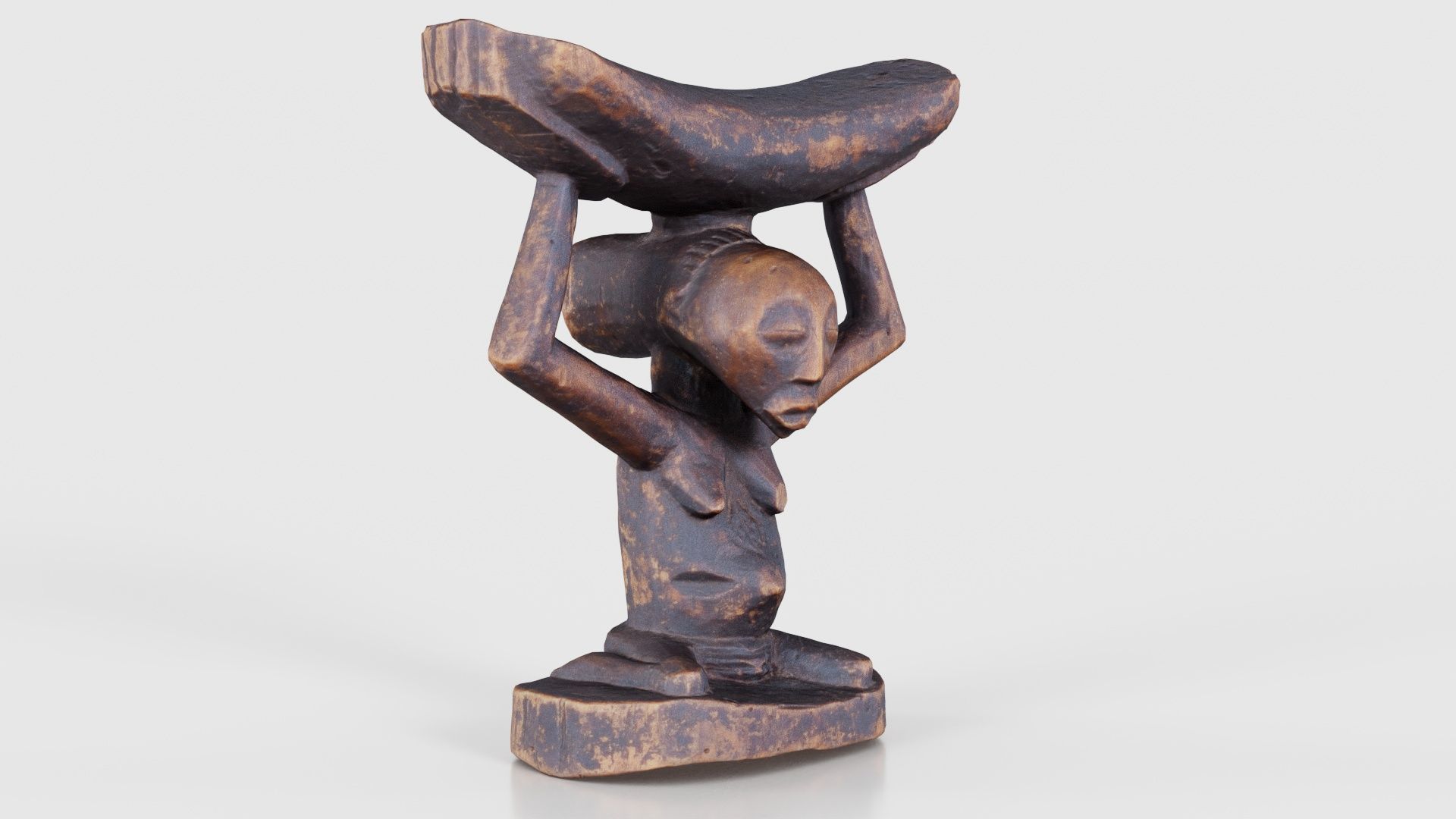 Headrest Africa Wood Furniture Prop 21 Low-poly 3D model_18