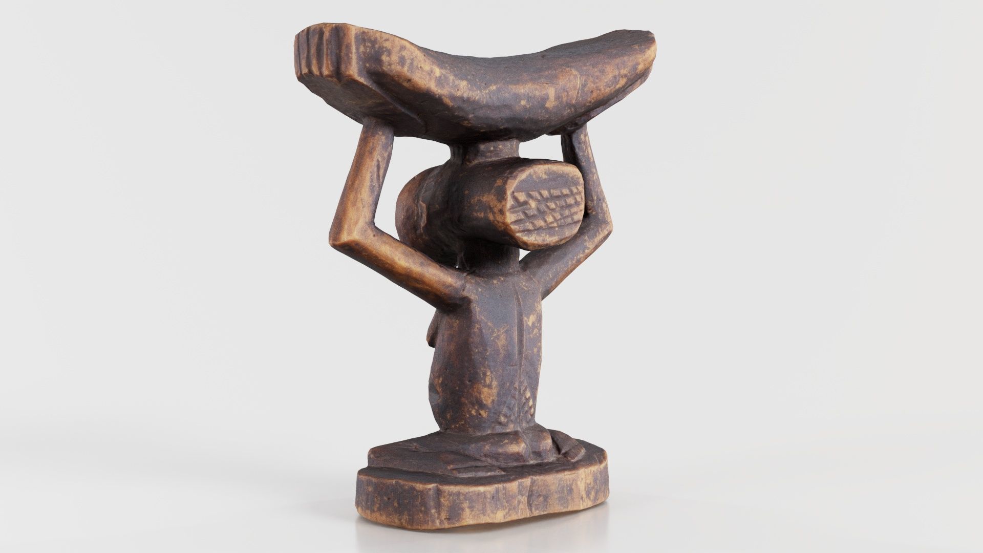 Headrest Africa Wood Furniture Prop 21 Low-poly 3D model_3