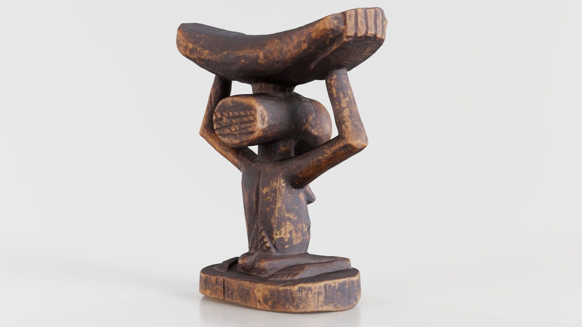Headrest Africa Wood Furniture Prop 21 Low-poly 3D model_7