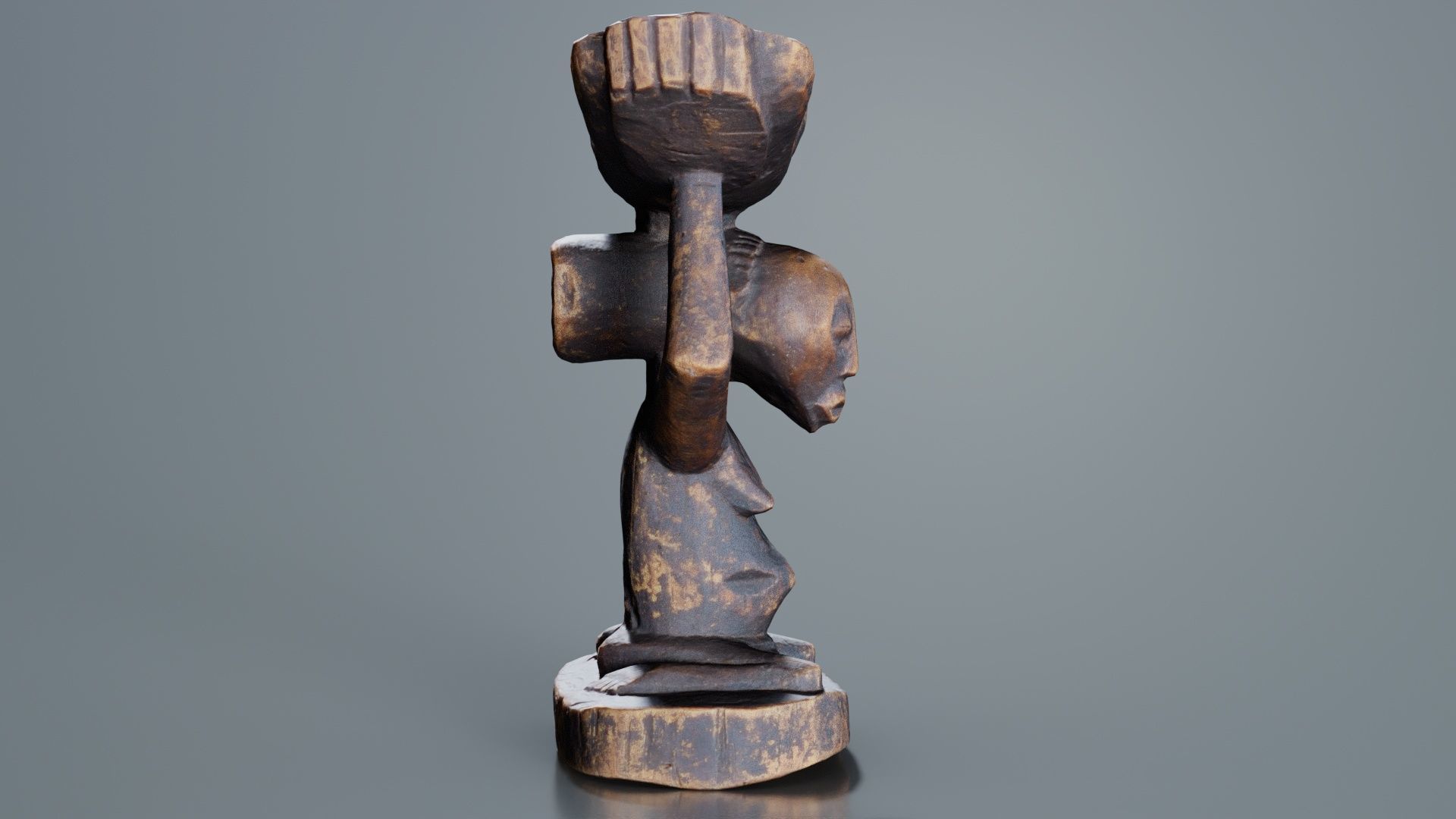 Headrest Africa Wood Furniture Prop 21 Low-poly 3D model_1