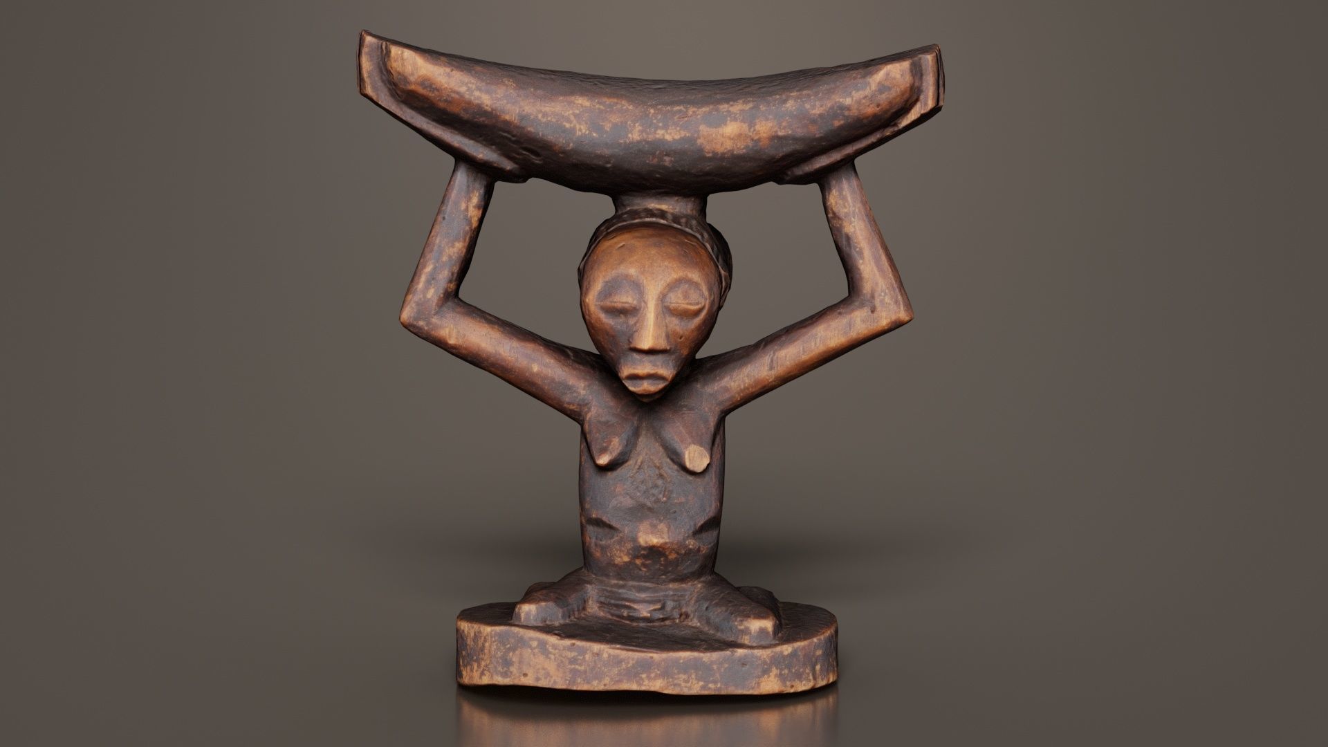 Headrest Africa Wood Furniture Prop 21 Low-poly 3D model_6