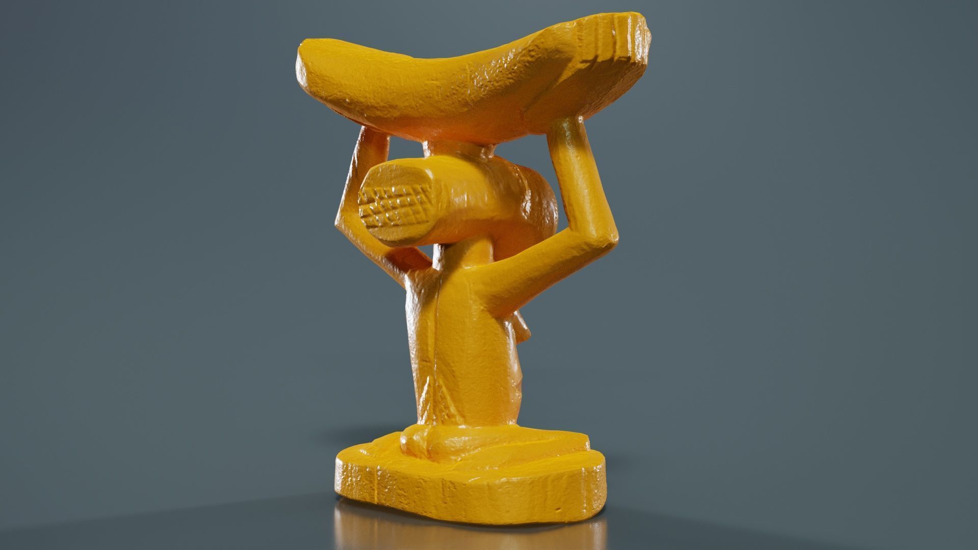 Headrest Africa Wood Furniture Prop 21 Low-poly 3D model_13