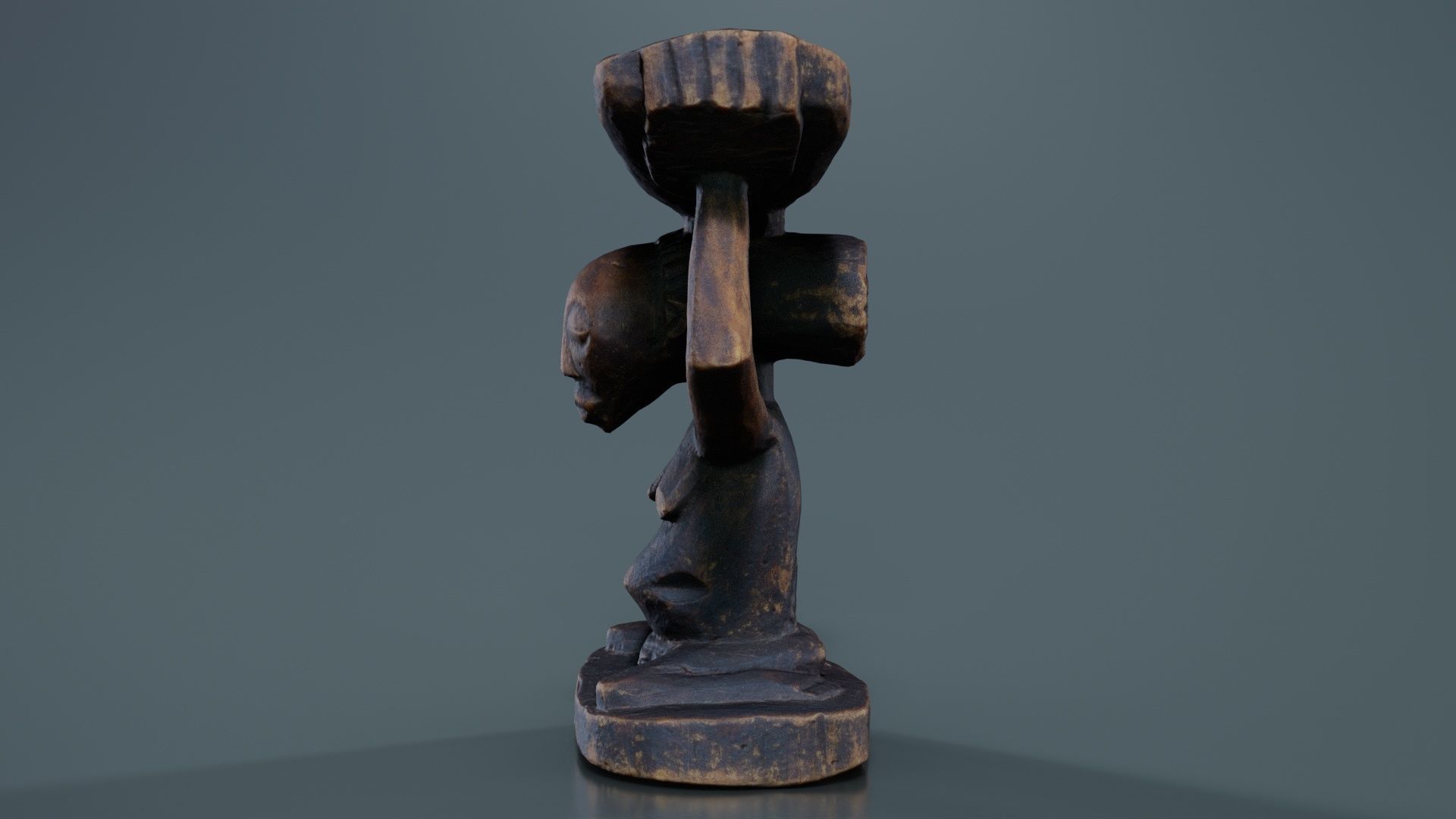 Headrest Africa Wood Furniture Prop 21 Low-poly 3D model_2