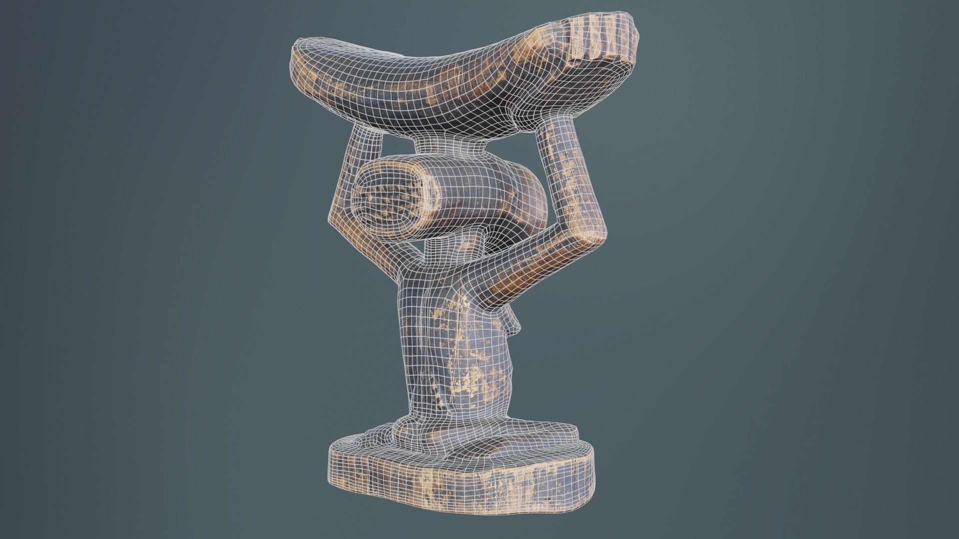 Headrest Africa Wood Furniture Prop 21 Low-poly 3D model_10