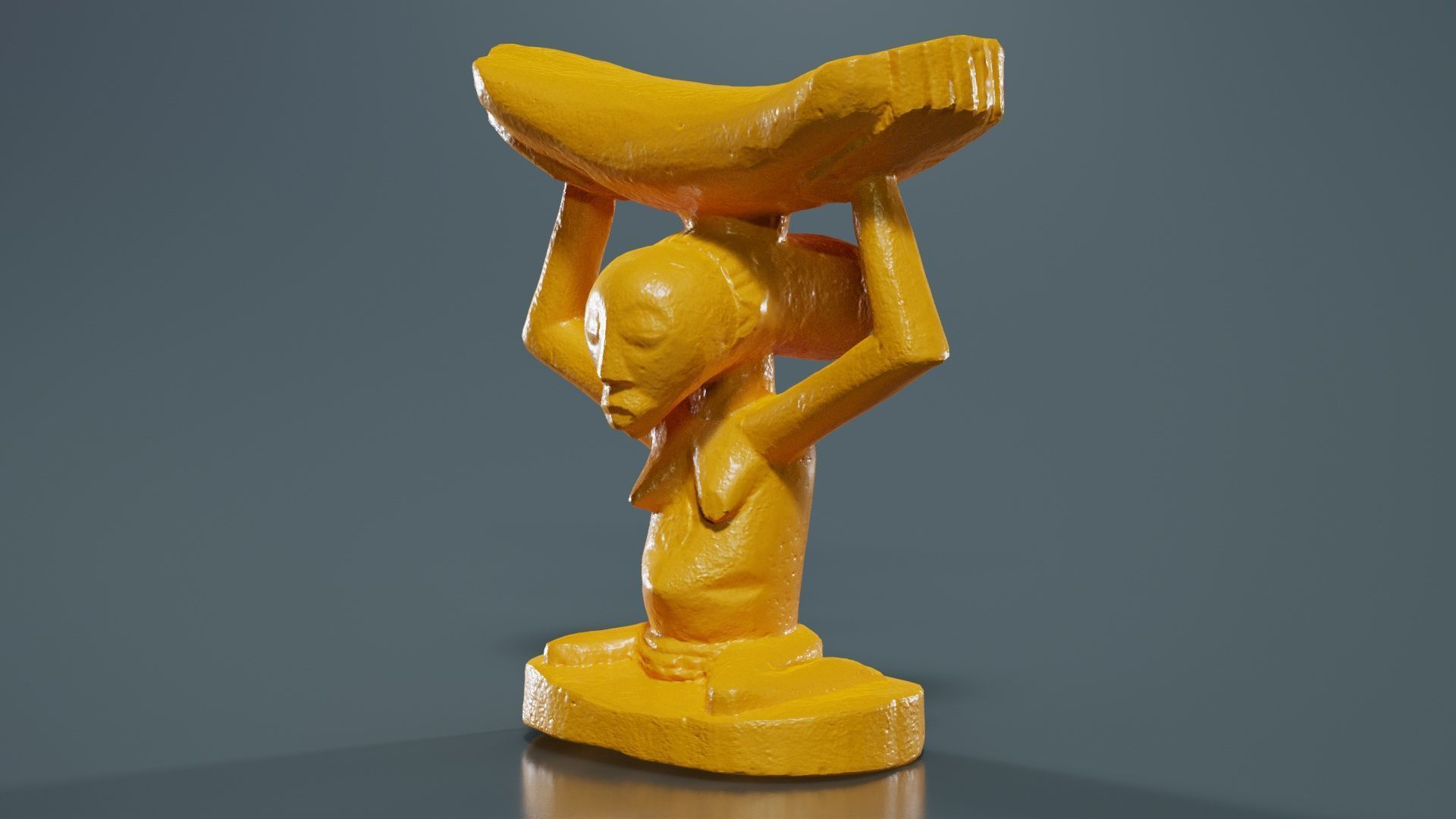 Headrest Africa Wood Furniture Prop 21 Low-poly 3D model_12