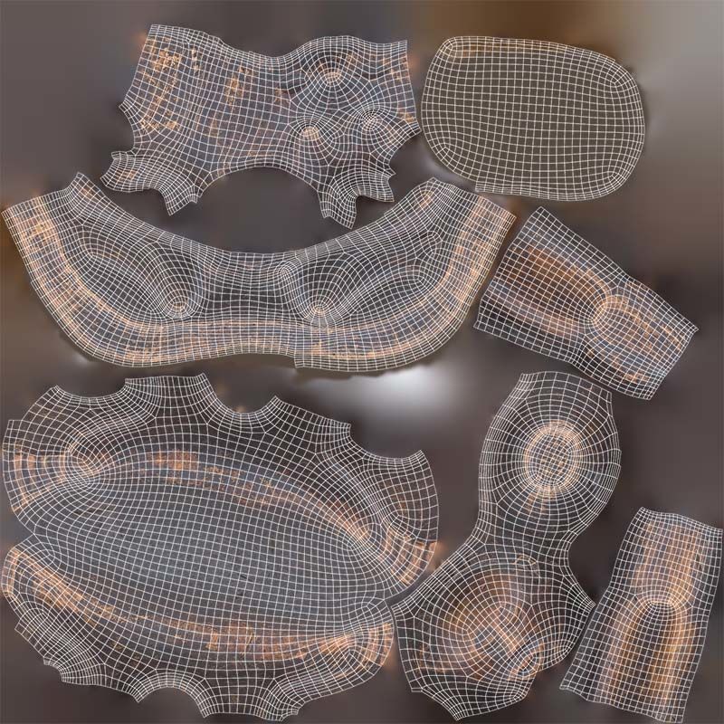 Headrest Africa Wood Furniture Prop 21 Low-poly 3D model_14