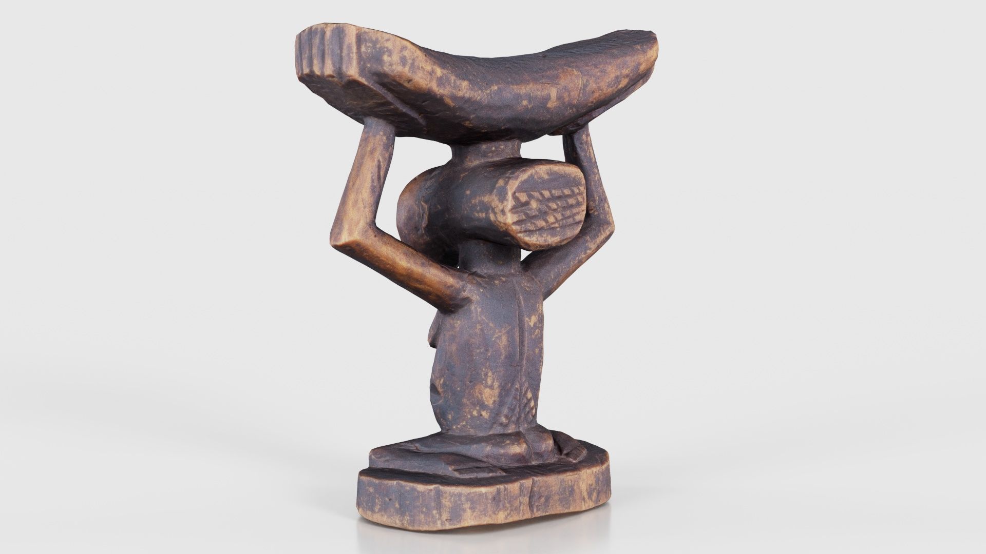 Headrest Africa Wood Furniture Prop 21 Low-poly 3D model_24