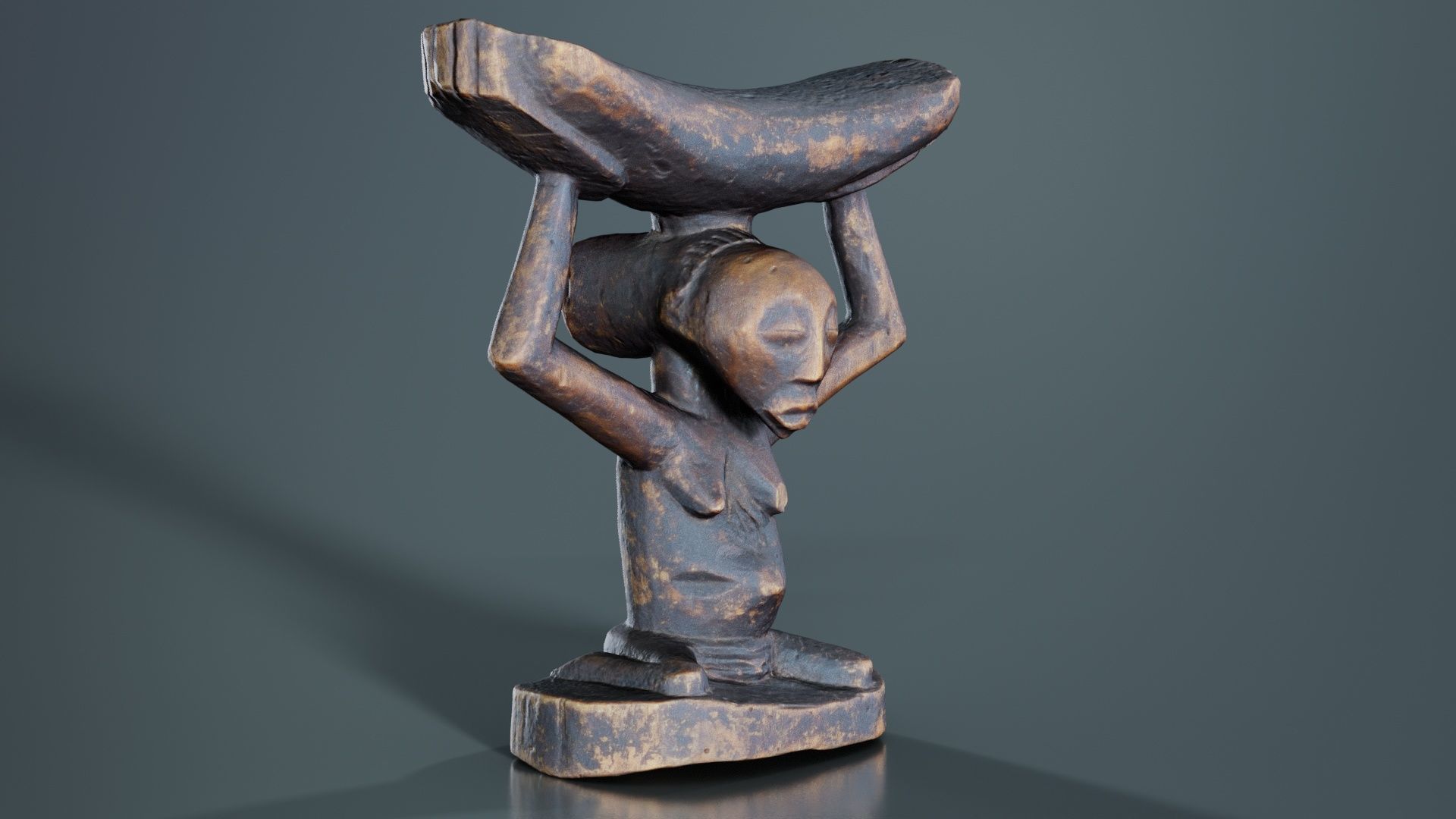 Headrest Africa Wood Furniture Prop 21 Low-poly 3D model_8