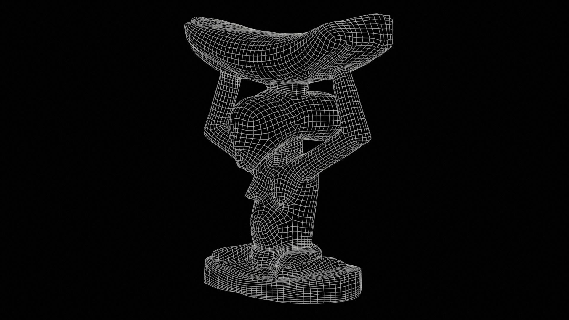 Headrest Africa Wood Furniture Prop 21 Low-poly 3D model_11