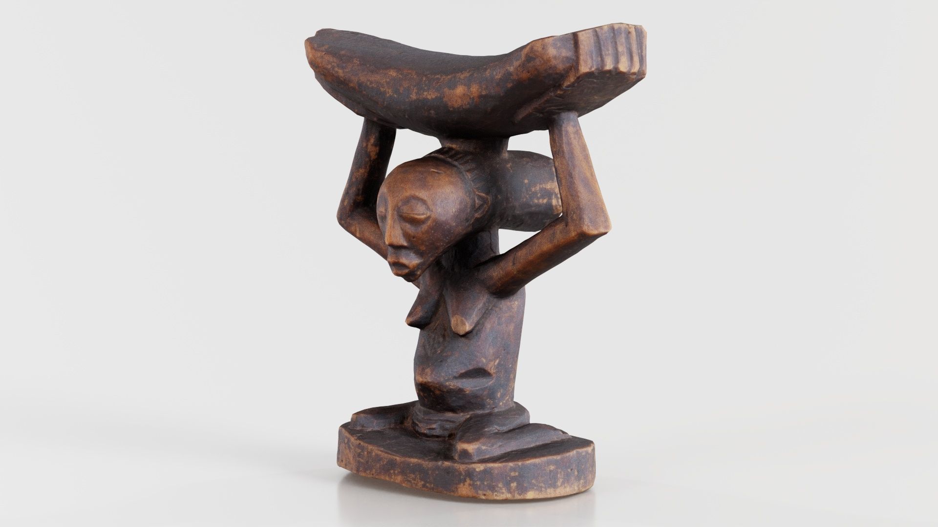 Headrest Africa Wood Furniture Prop 21 Low-poly 3D model_5