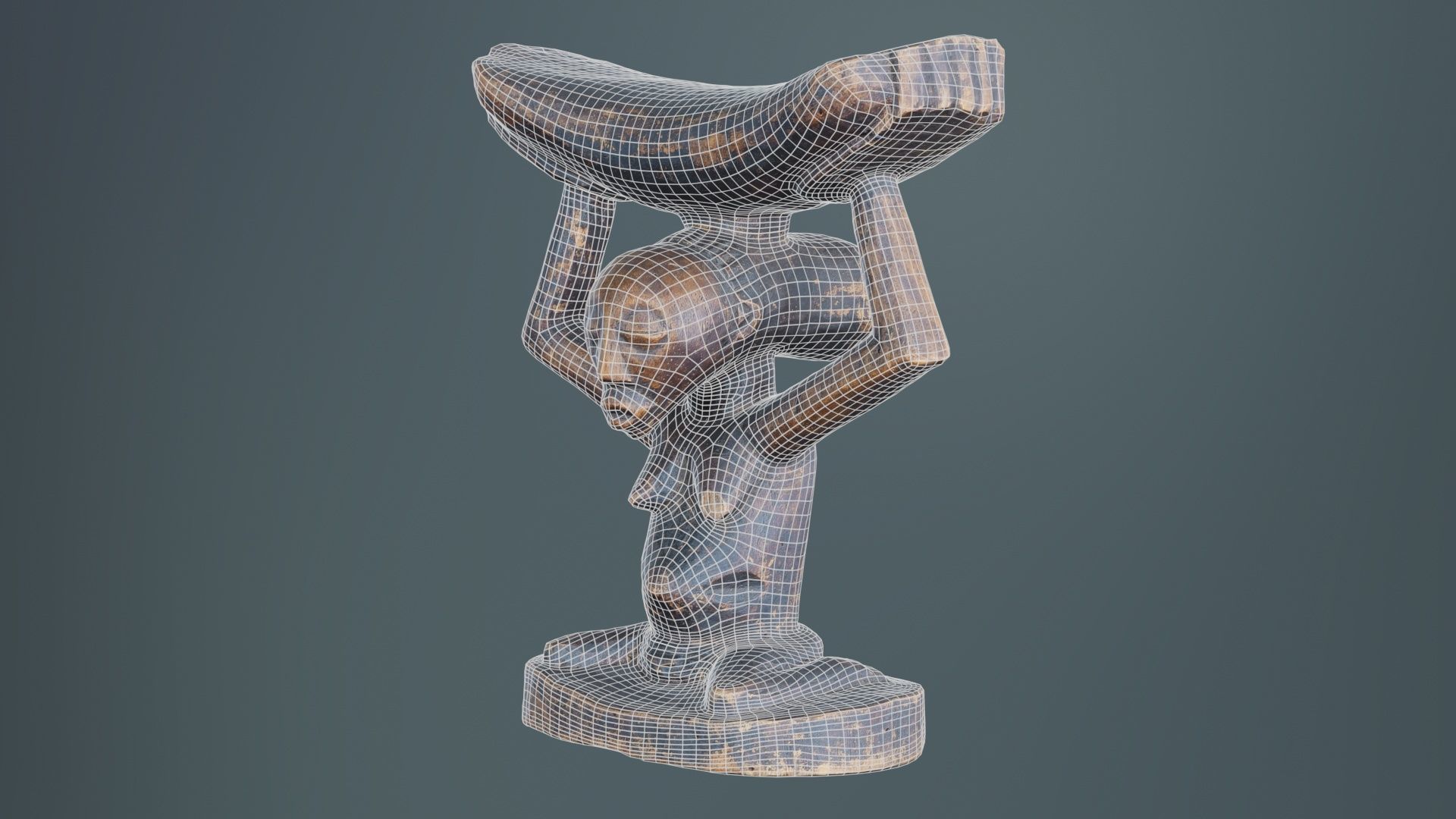 Headrest Africa Wood Furniture Prop 21 Low-poly 3D model_9