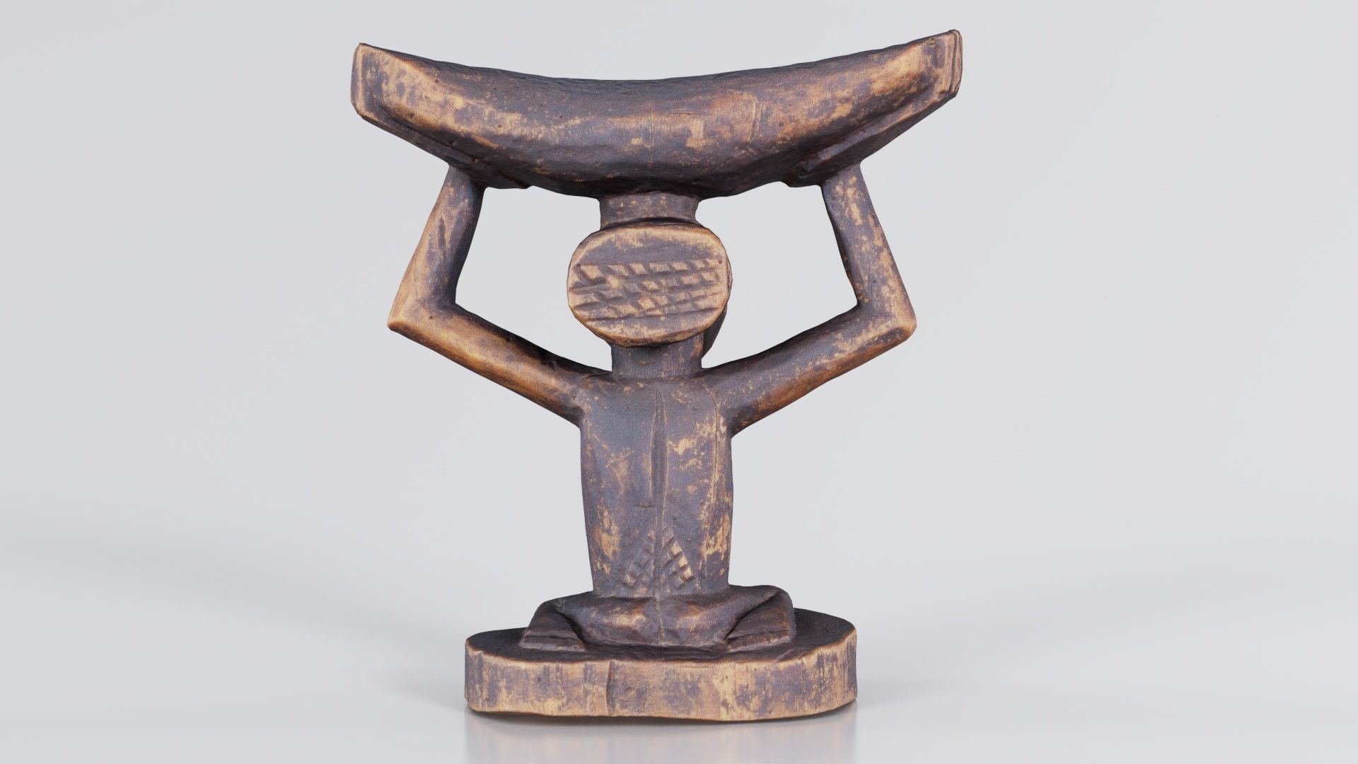Headrest Africa Wood Furniture Prop 21 Low-poly 3D model_4