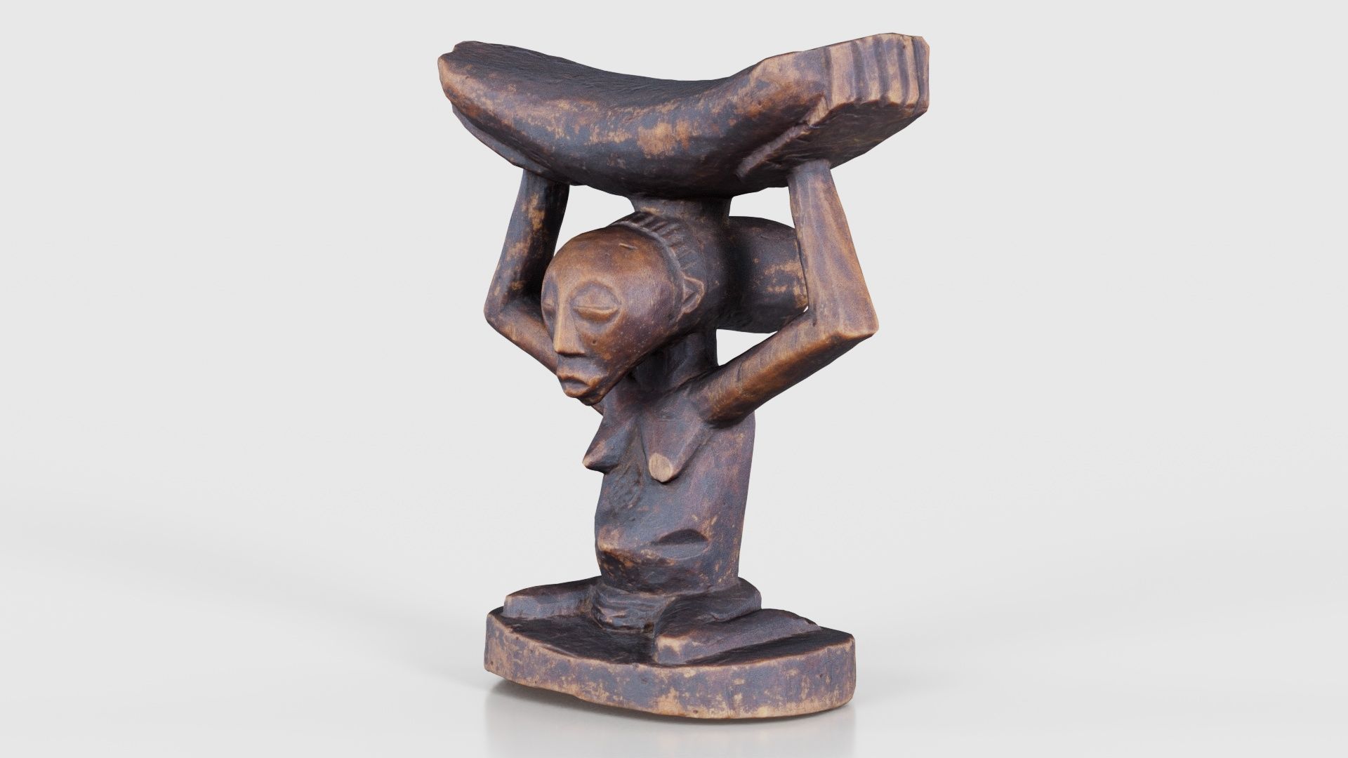 Headrest Africa Wood Furniture Prop 21 Low-poly 3D model_15