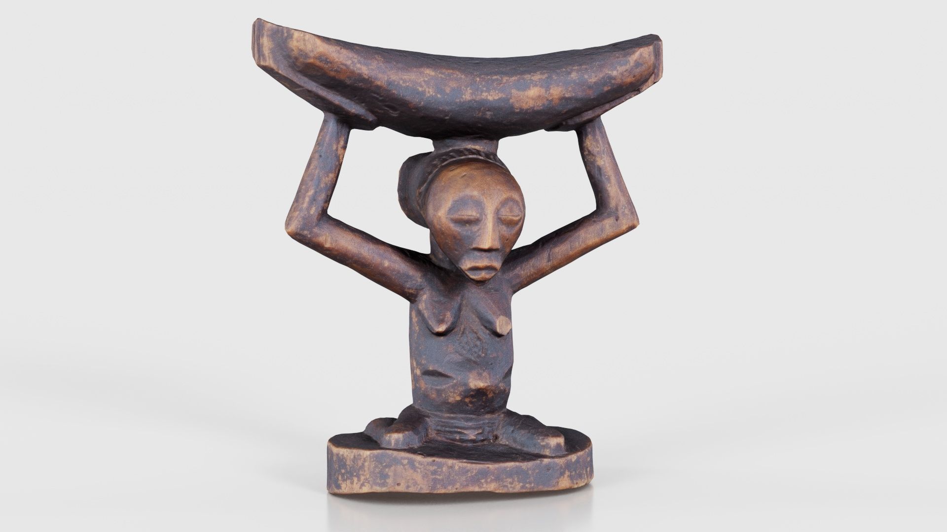 Headrest Africa Wood Furniture Prop 21 Low-poly 3D model_17