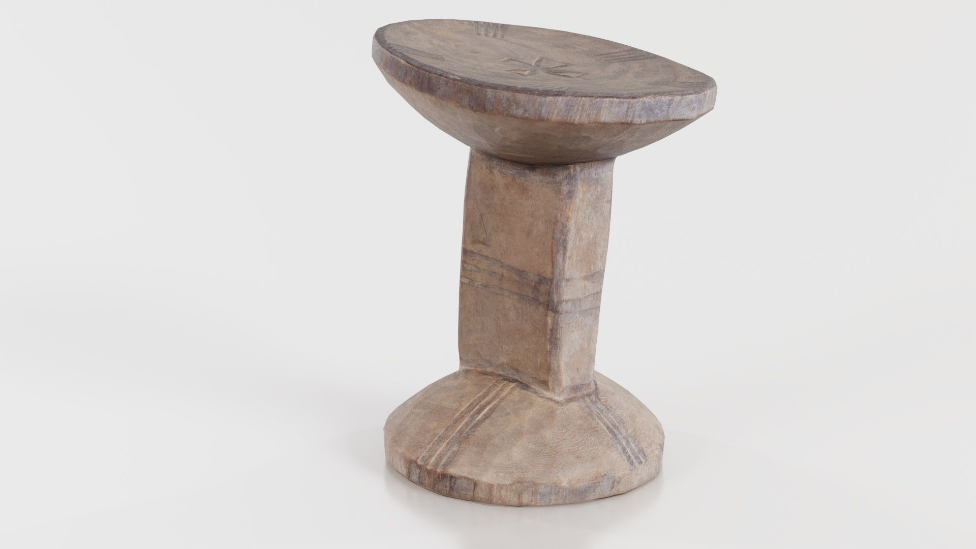 Headrest Africa Wood Furniture Prop 22 Low-poly 3D model_4