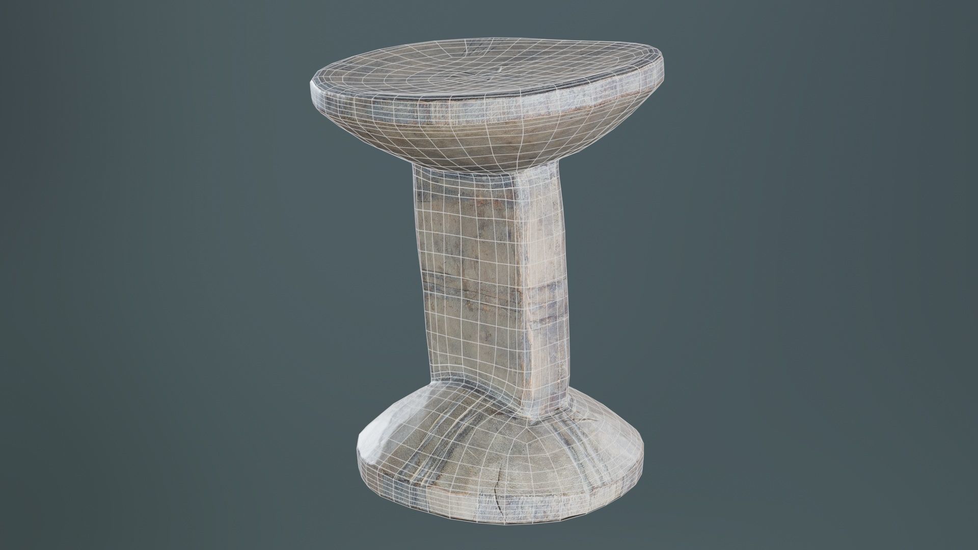 Headrest Africa Wood Furniture Prop 22 Low-poly 3D model_9