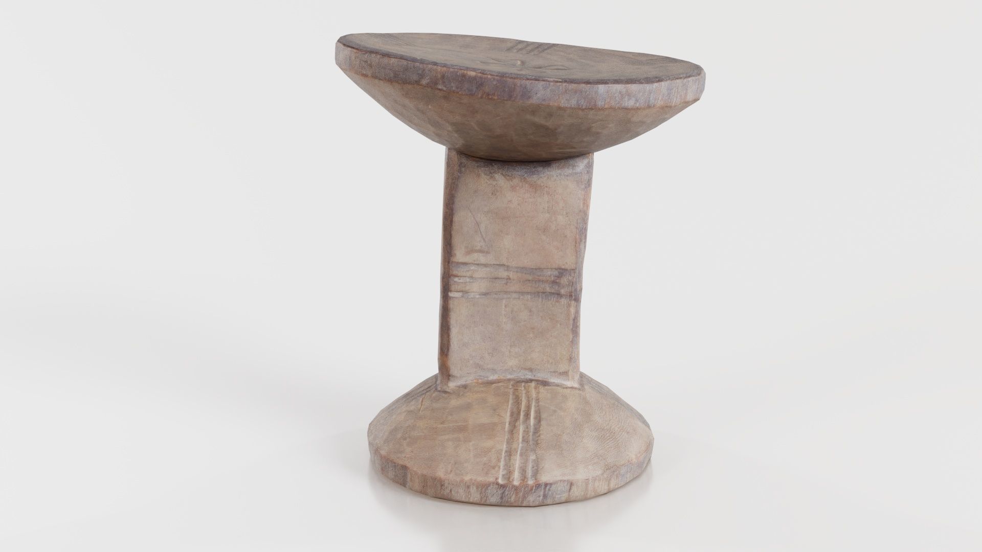 Headrest Africa Wood Furniture Prop 22 Low-poly 3D model_1