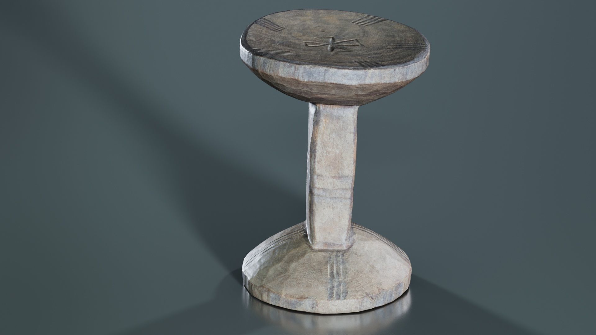 Headrest Africa Wood Furniture Prop 22 Low-poly 3D model_8