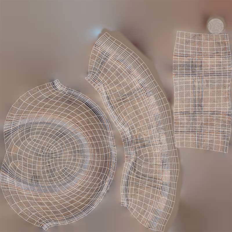 Headrest Africa Wood Furniture Prop 22 Low-poly 3D model_14