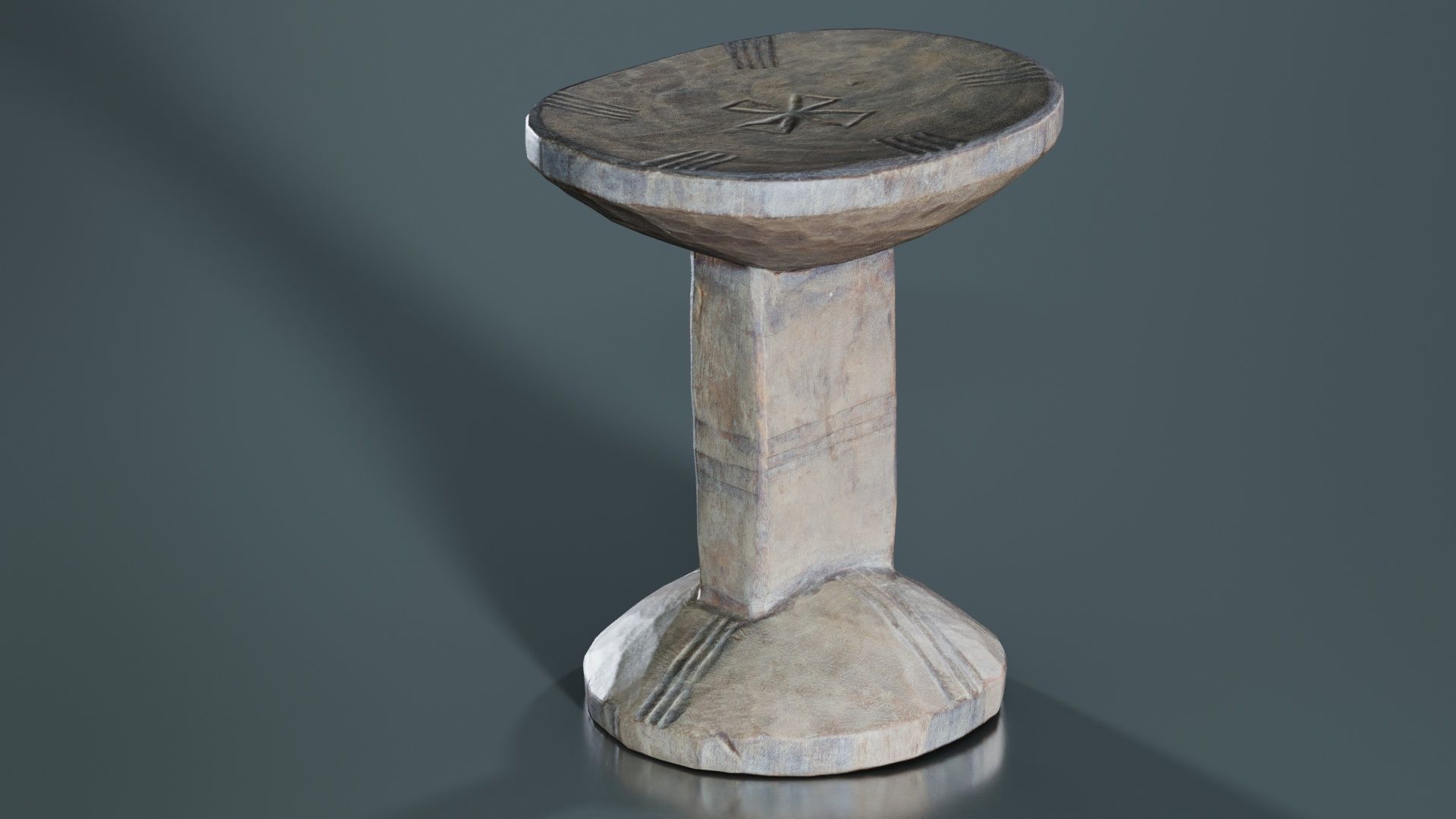 Headrest Africa Wood Furniture Prop 22 Low-poly 3D model_6