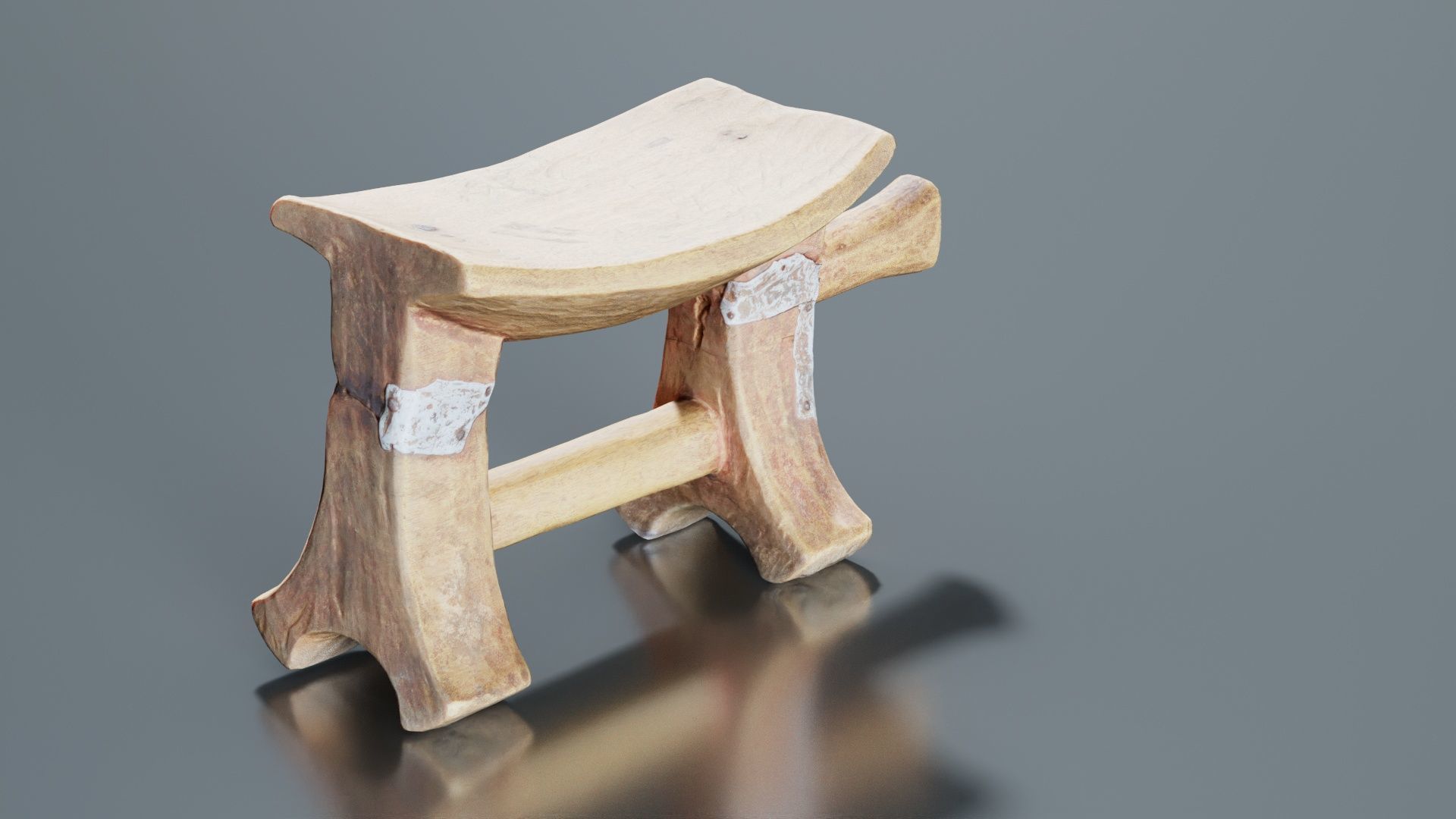 Headrest Africa Wood Furniture Prop 25 Low-poly 3D model_8