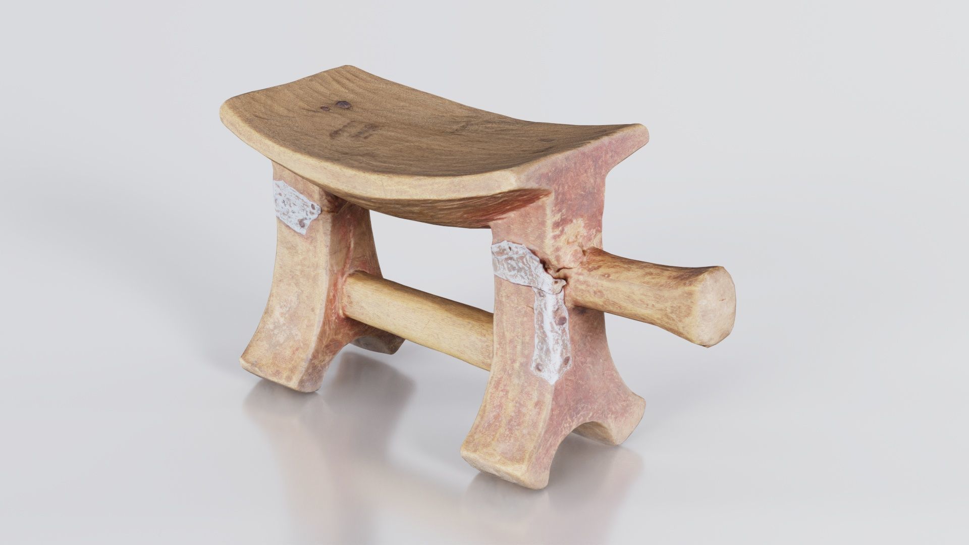 Headrest Africa Wood Furniture Prop 25 Low-poly 3D model_3