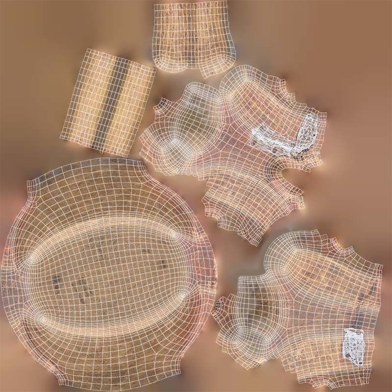 Headrest Africa Wood Furniture Prop 25 Low-poly 3D model_14