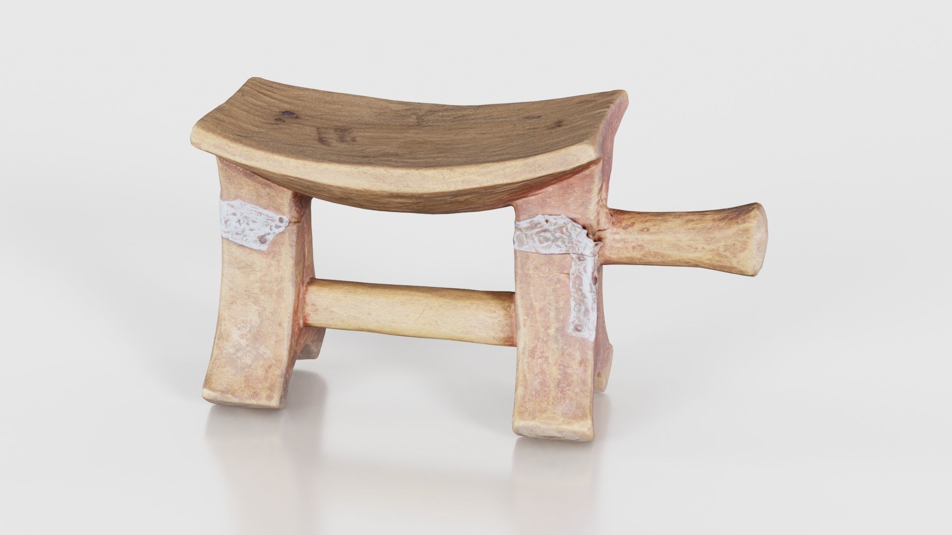 Headrest Africa Wood Furniture Prop 25 Low-poly 3D model_16