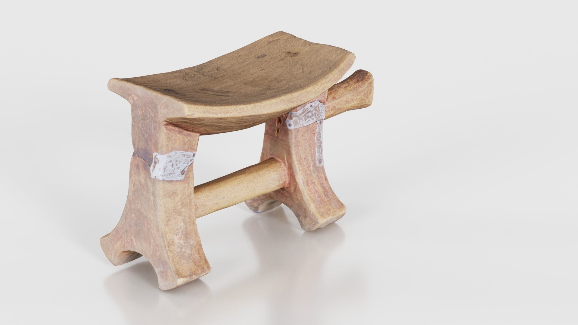 Headrest Africa Wood Furniture Prop 25 Low-poly 3D model_18