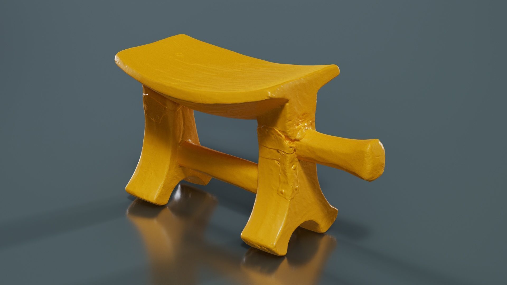 Headrest Africa Wood Furniture Prop 25 Low-poly 3D model_12