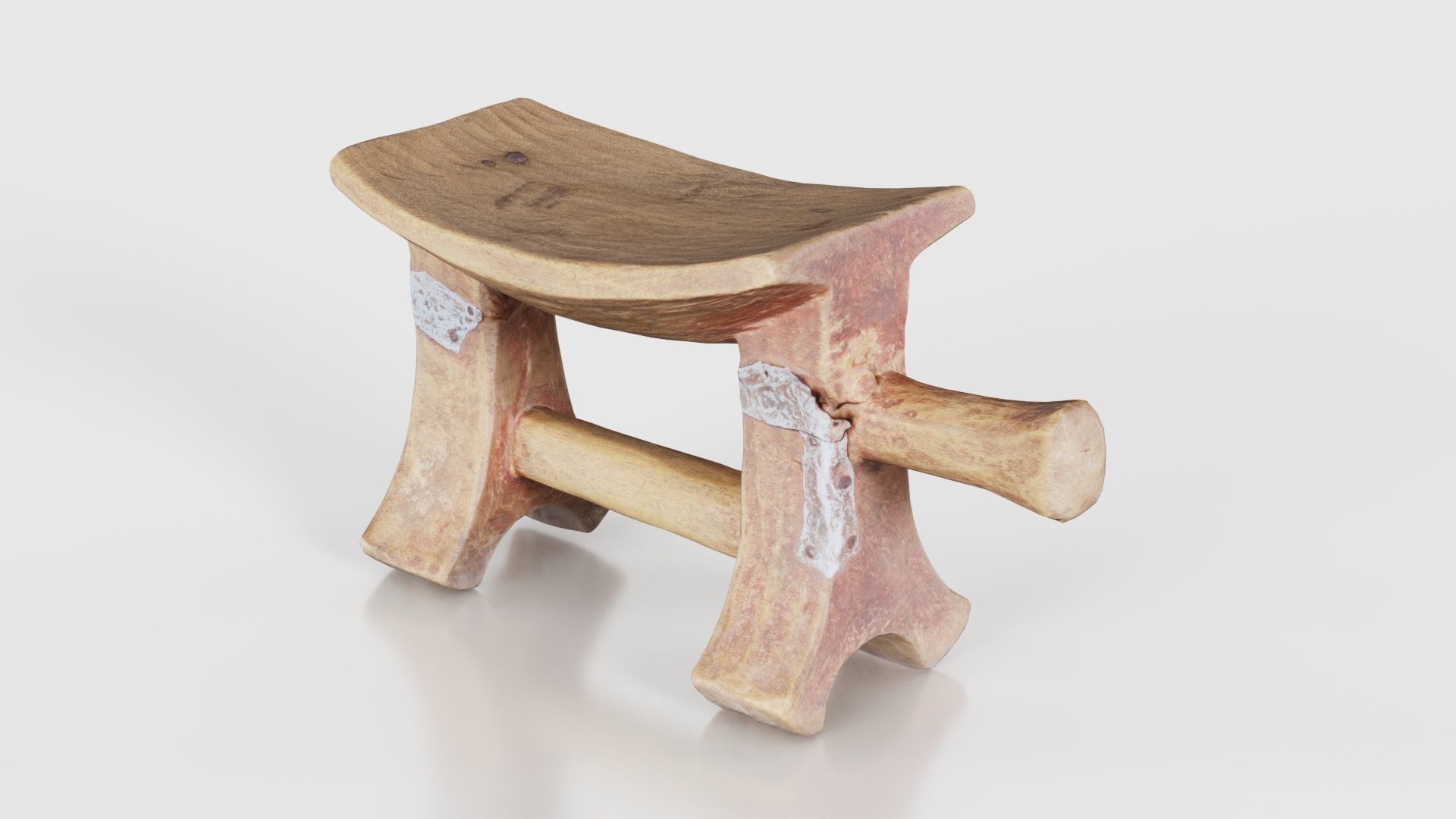 Headrest Africa Wood Furniture Prop 25 Low-poly 3D model_15