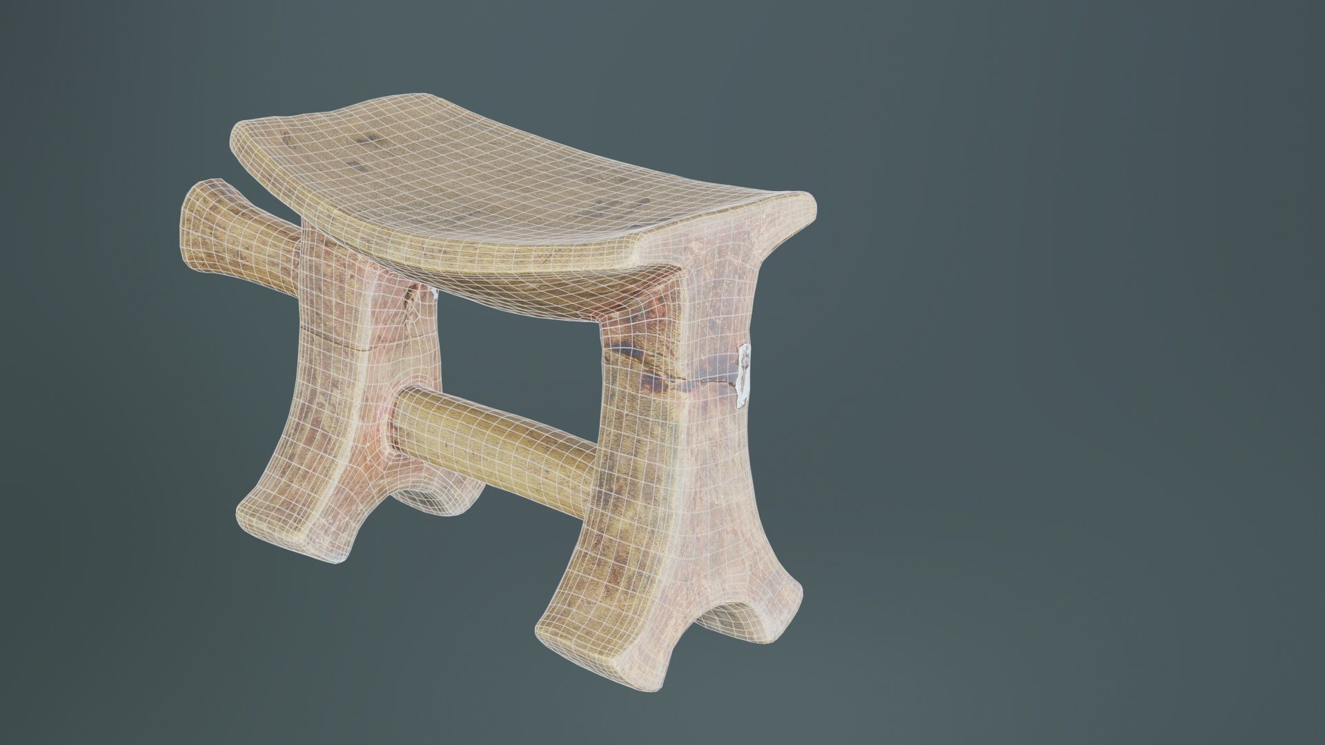 Headrest Africa Wood Furniture Prop 25 Low-poly 3D model_10