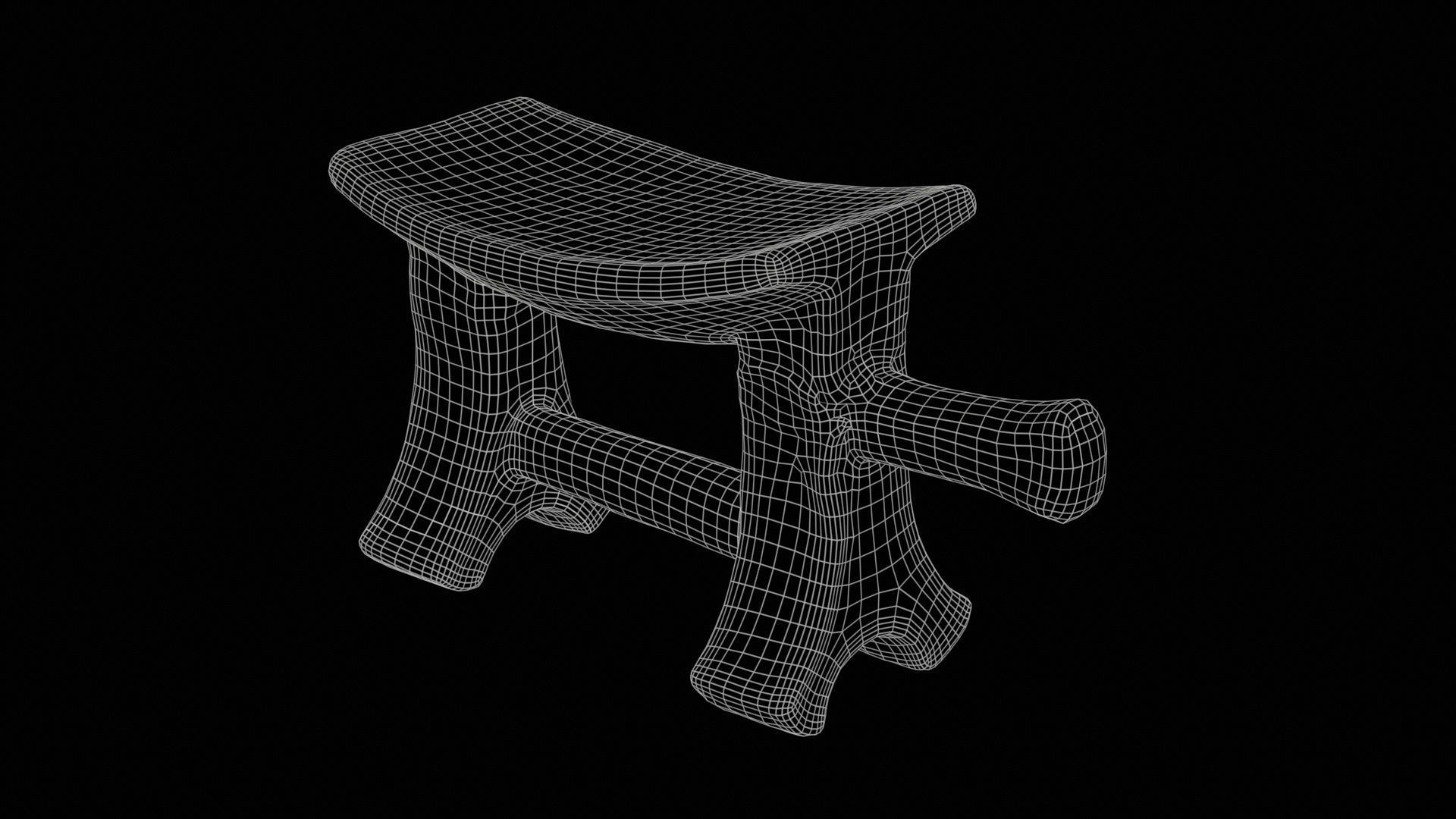 Headrest Africa Wood Furniture Prop 25 Low-poly 3D model_11