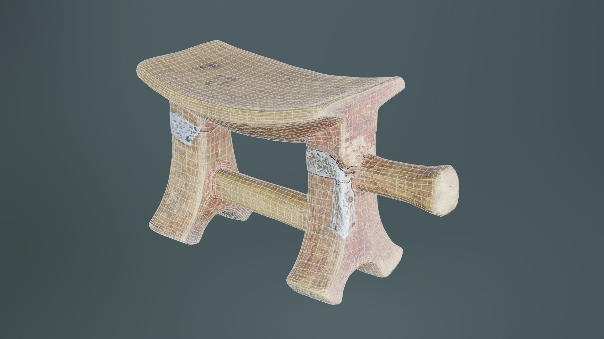 Headrest Africa Wood Furniture Prop 25 Low-poly 3D model_9