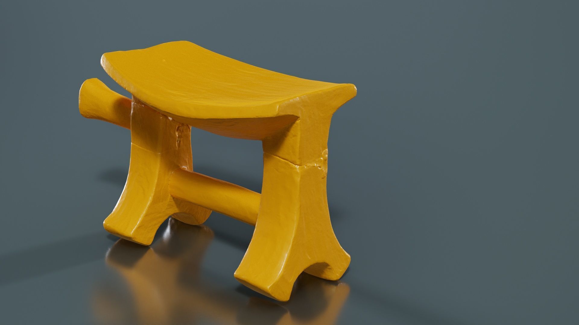 Headrest Africa Wood Furniture Prop 25 Low-poly 3D model_13