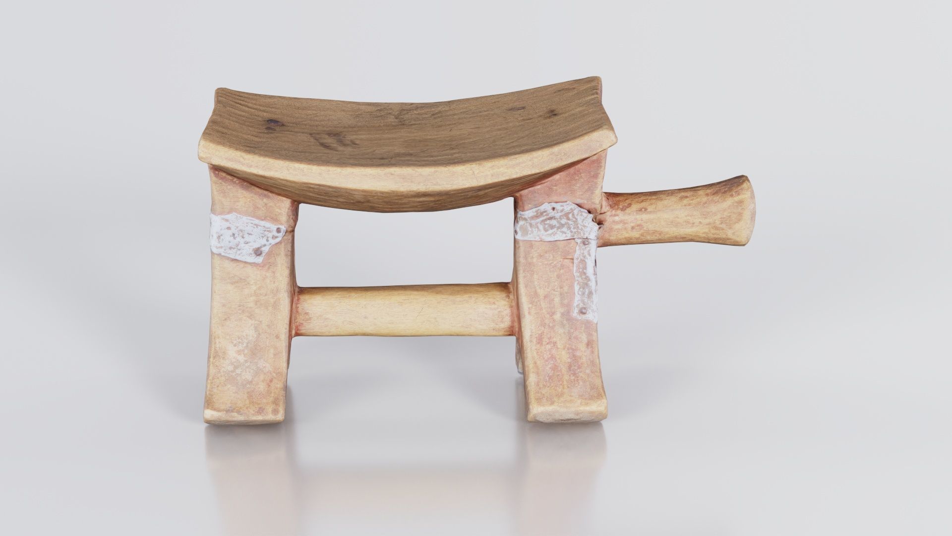 Headrest Africa Wood Furniture Prop 25 Low-poly 3D model_1