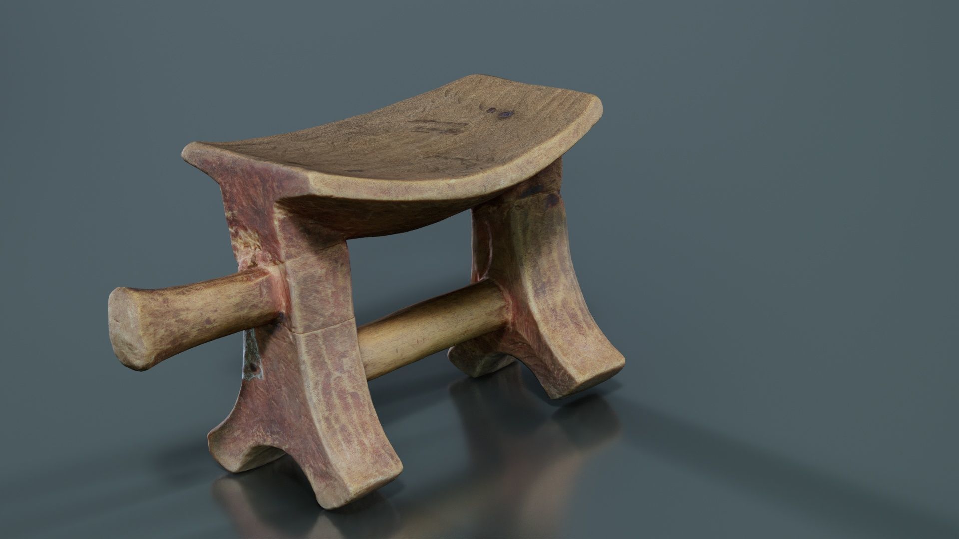 Headrest Africa Wood Furniture Prop 25 Low-poly 3D model_5