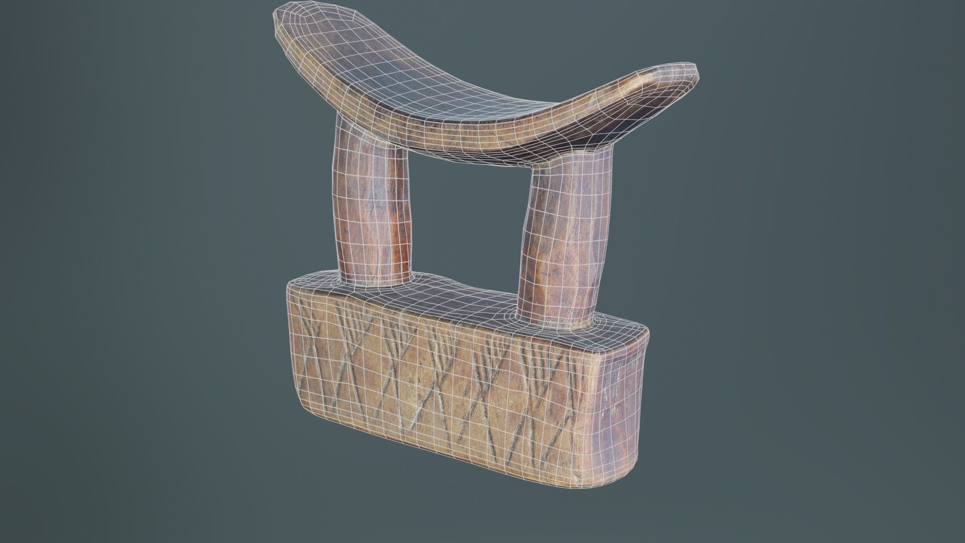 Headrest Africa Wood Furniture Prop 28 Low-poly 3D model_10