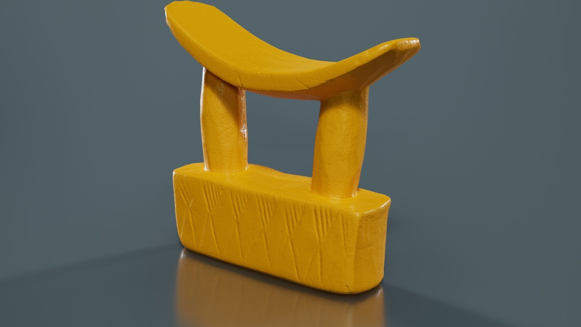 Headrest Africa Wood Furniture Prop 28 Low-poly 3D model_13