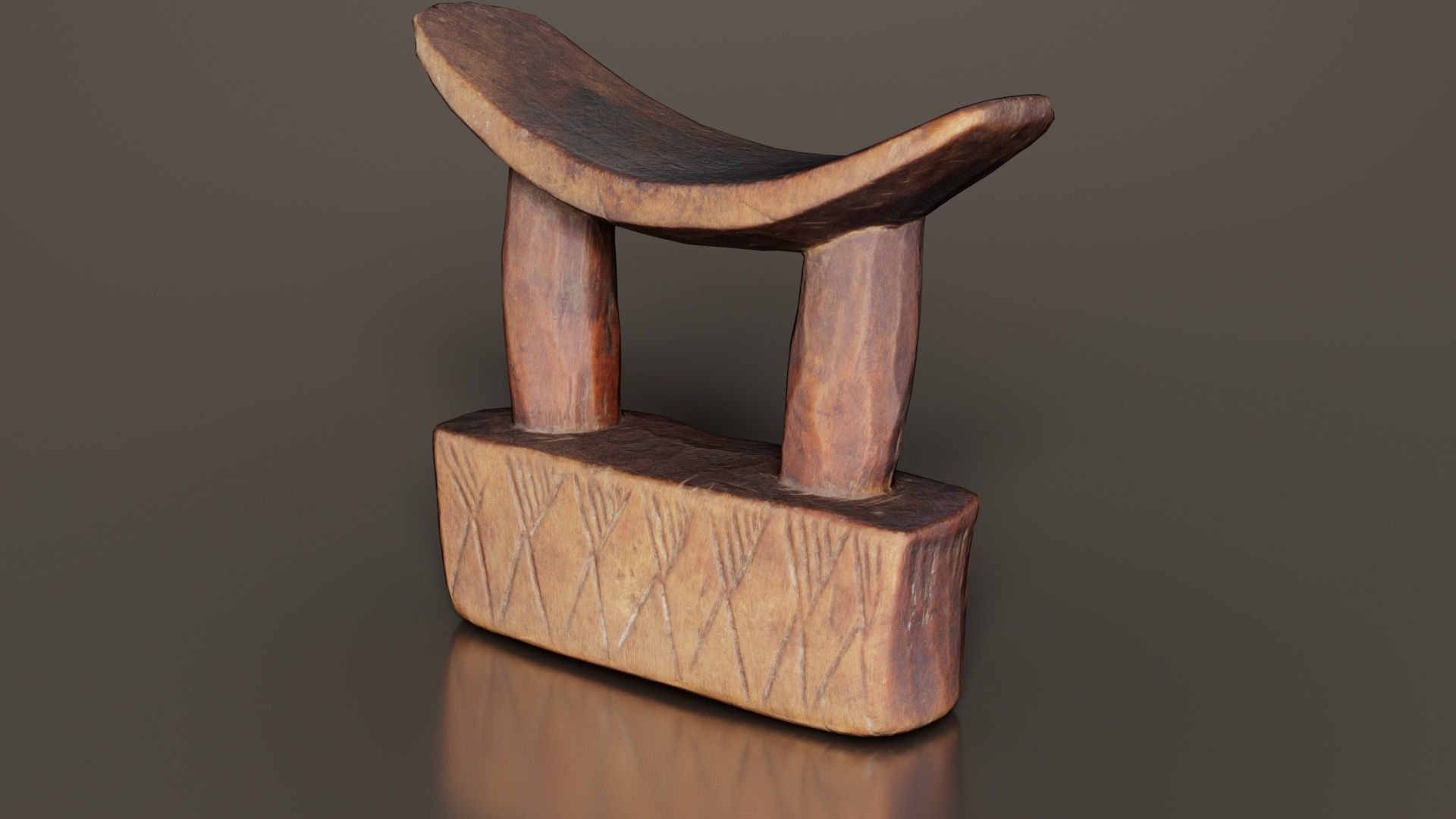 Headrest Africa Wood Furniture Prop 28 Low-poly 3D model_3