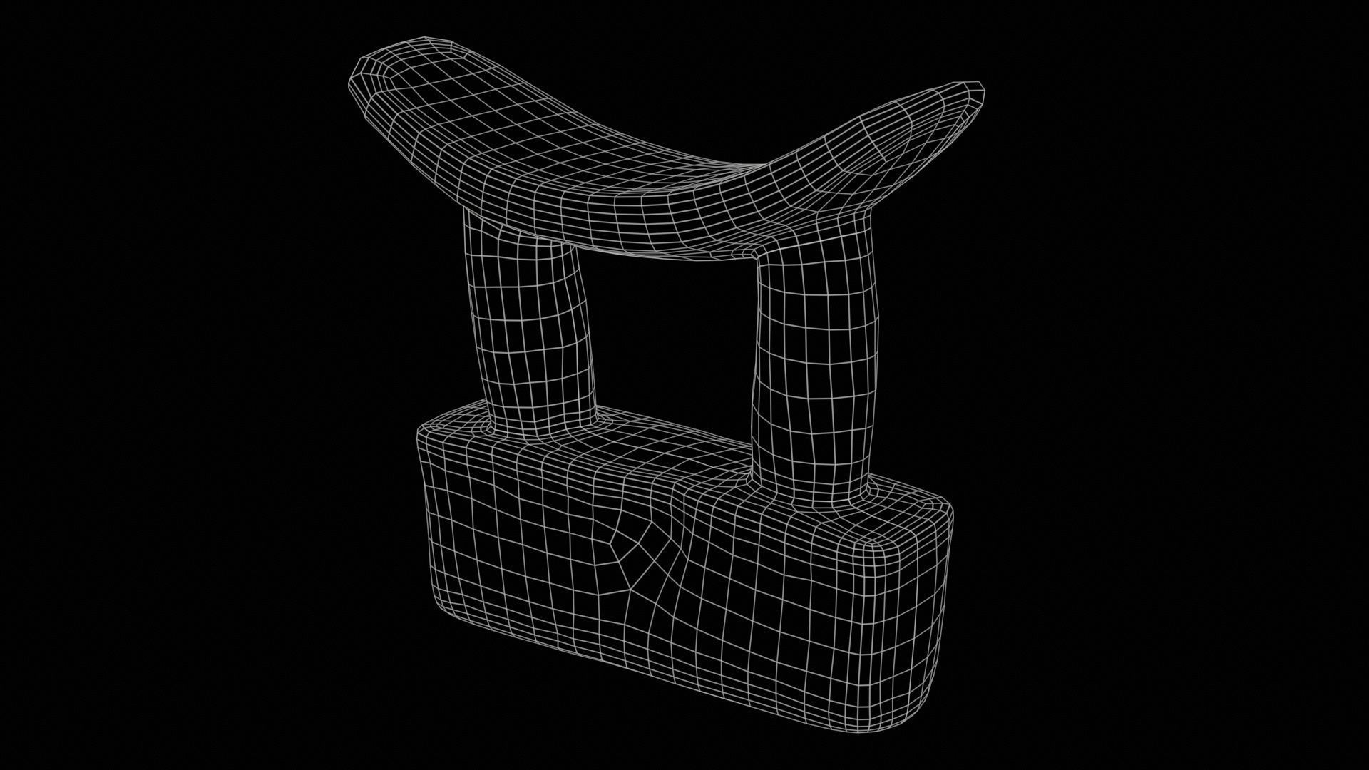Headrest Africa Wood Furniture Prop 28 Low-poly 3D model_11