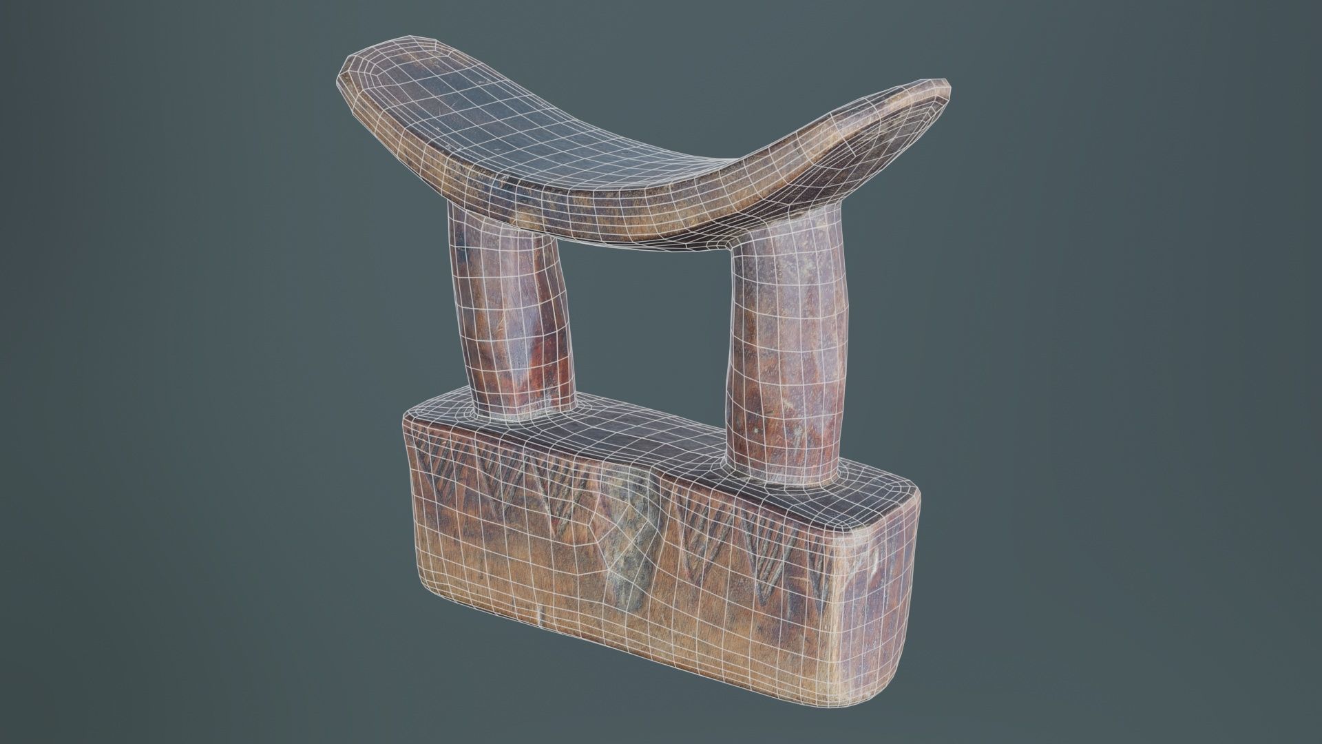 Headrest Africa Wood Furniture Prop 28 Low-poly 3D model_9