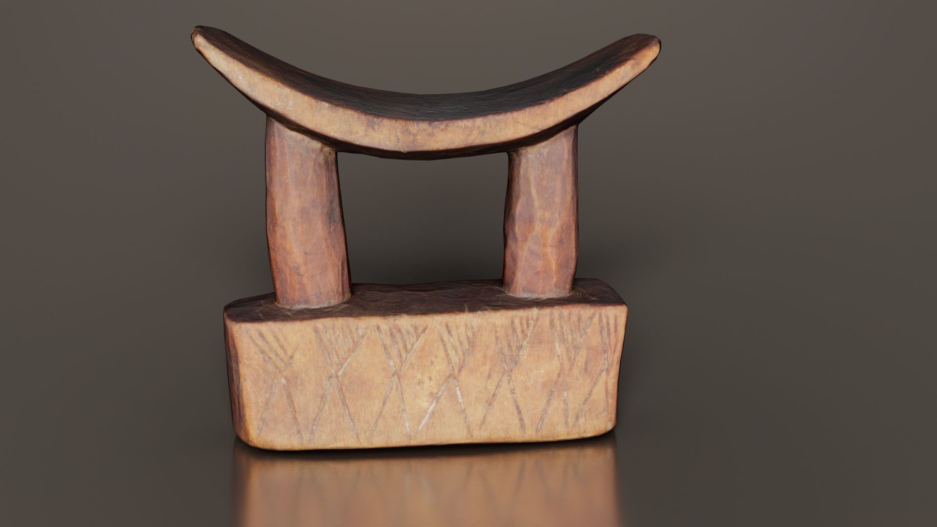 Headrest Africa Wood Furniture Prop 28 Low-poly 3D model_7