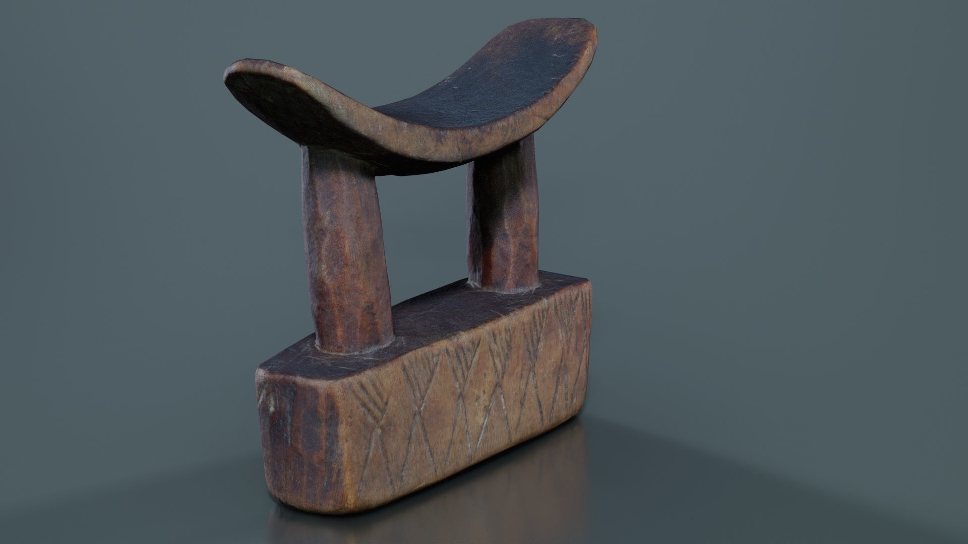 Headrest Africa Wood Furniture Prop 28 Low-poly 3D model_1