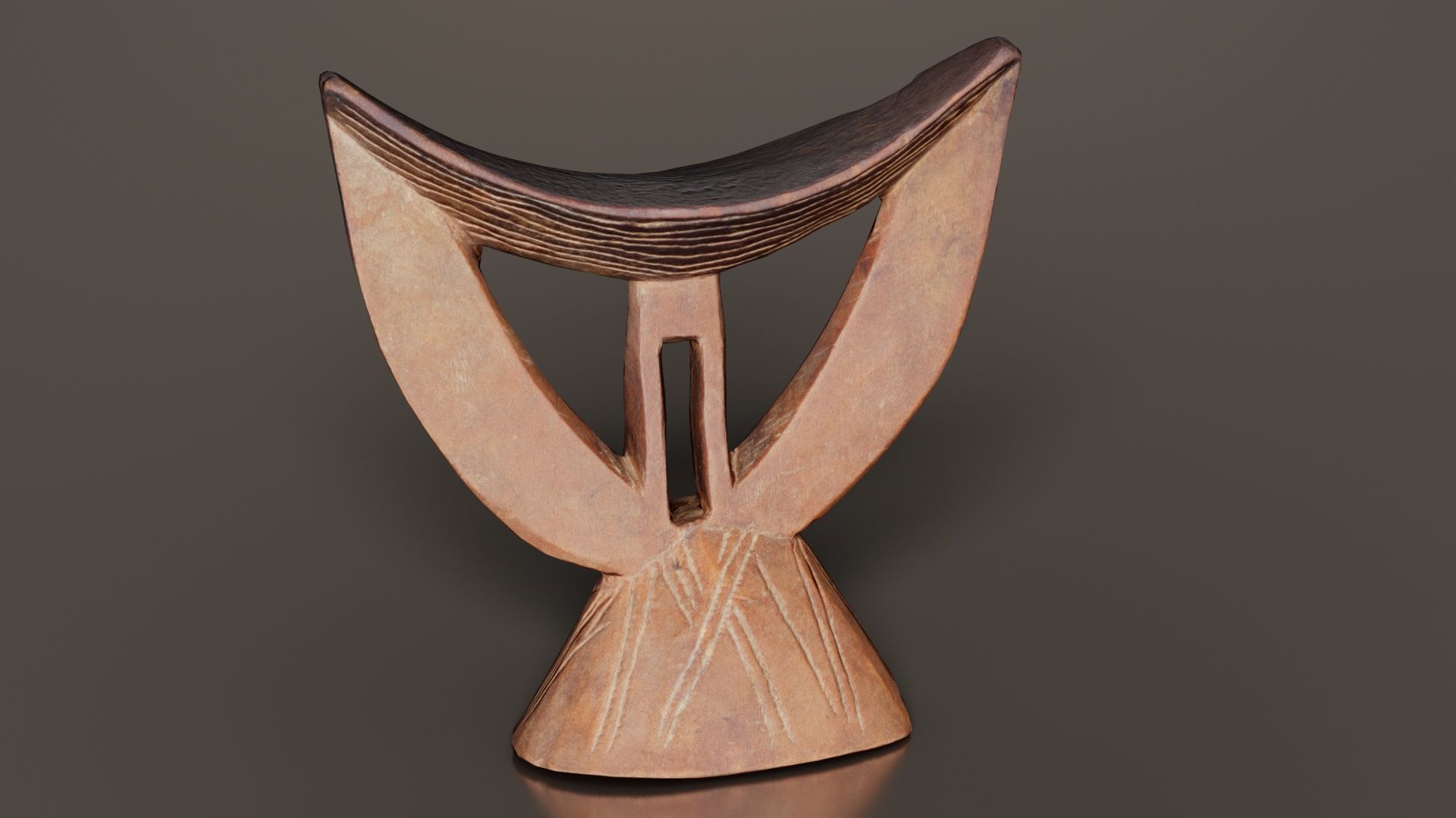 Headrest Africa Wood Furniture Prop 29 Low-poly 3D model_7