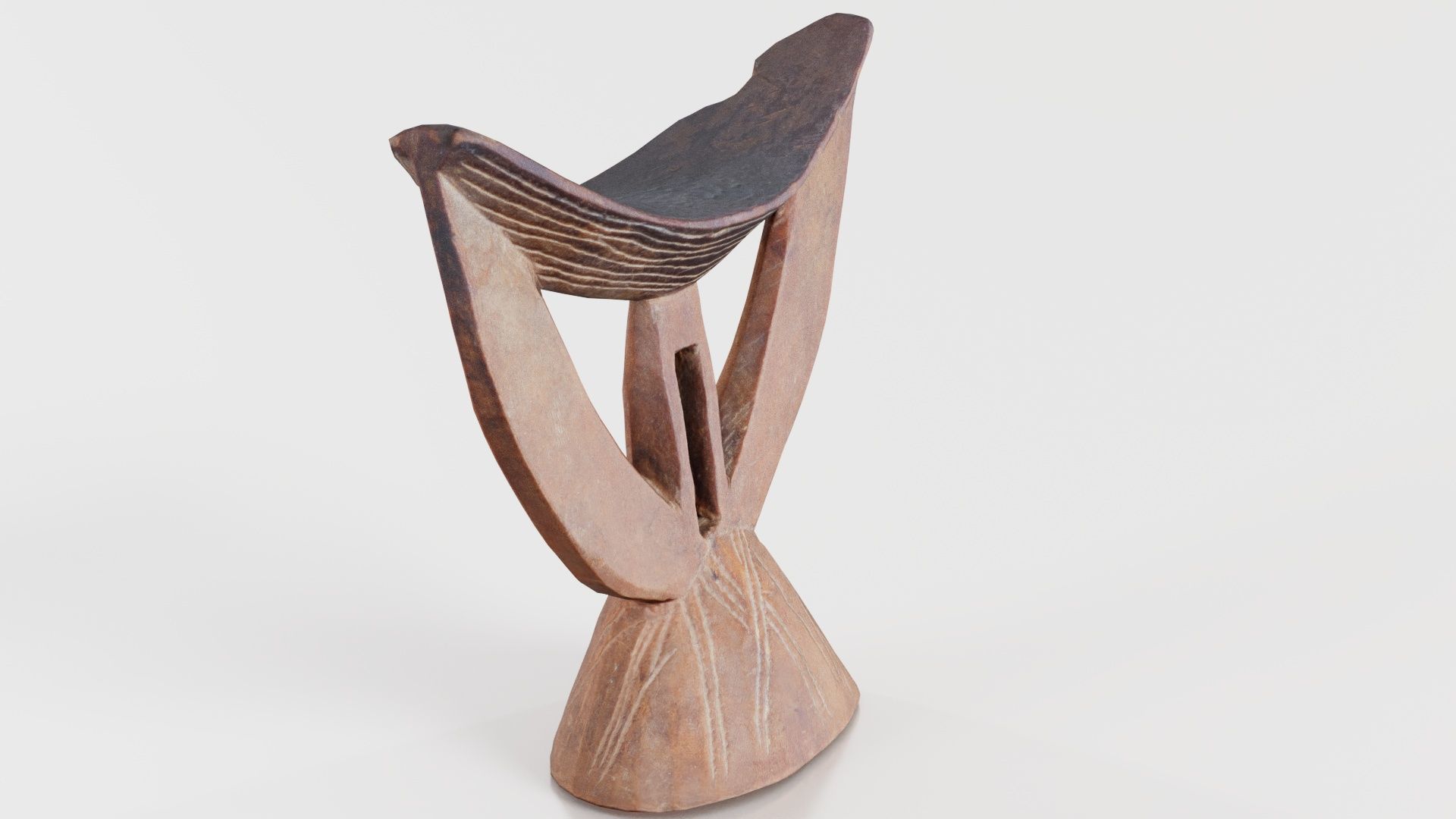 Headrest Africa Wood Furniture Prop 29 Low-poly 3D model_6