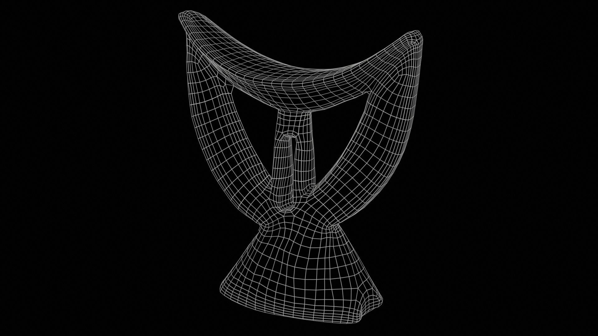 Headrest Africa Wood Furniture Prop 29 Low-poly 3D model_11