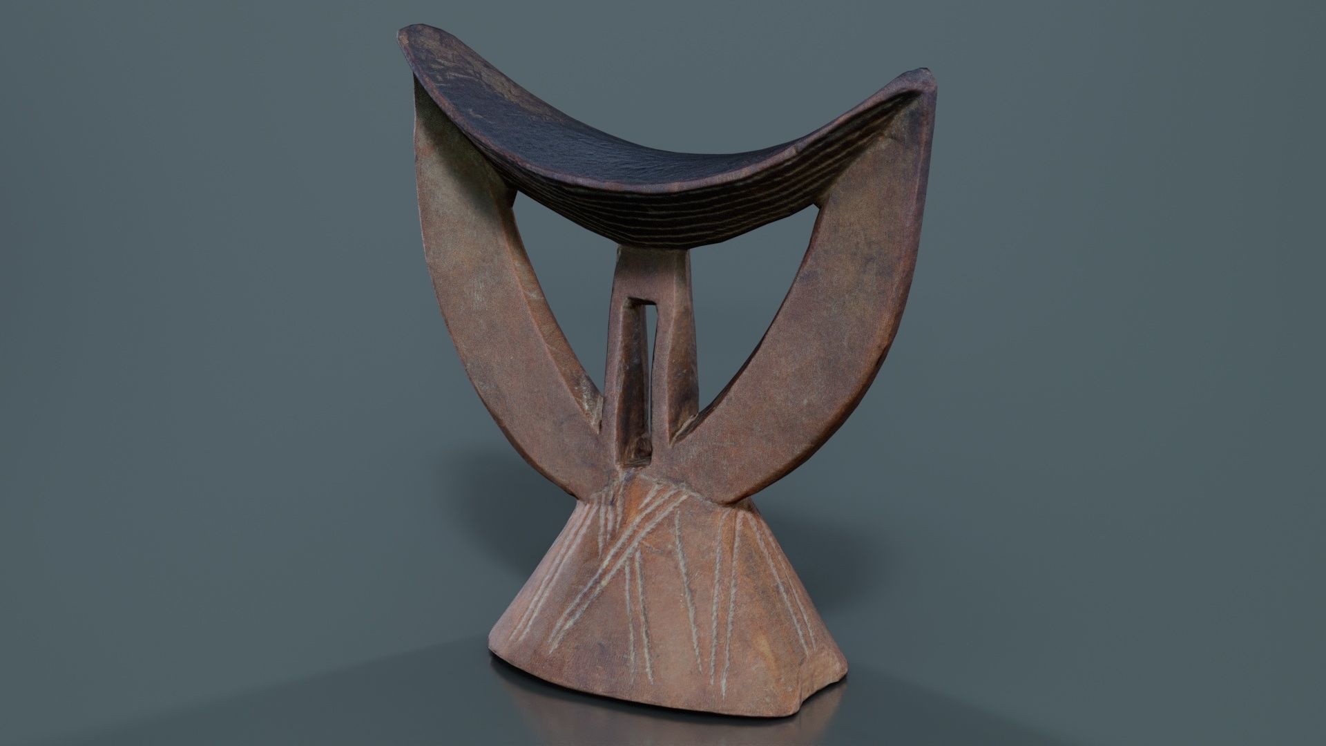 Headrest Africa Wood Furniture Prop 29 Low-poly 3D model_8
